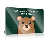 Sign For Bedroom Door A Cartoon Bear With An Angry Expression Tin Sign Man Cave Decorations Home Decor For Men(20X30CM)
