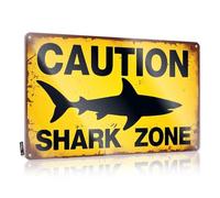 Sign For Bedroom Door Shark Warning: Stay Safe In The Zone! Tin Sign Metal Signs Decor Beer Signs For Man Cave(20X30CM)
