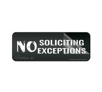 Sign For Door Acrylic Plastic Basic No Soliciting No Exceptions Sign Self-Adhesive Sign For Office Restaurants Hotels Supermarket Supplies 10 By 3 Inch