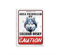 Sign For Door Acrylic Plastic Caution Area Patrolled Siberian Husky Dog Security Crossing Signs Square Funny Signs Sign 8" X 6" Fade Resistance Indoor/Outdoor Use