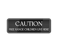 Sign For Door Acrylic Plastic Caution Free Range Children Live Here Retro Sign 3" X 9" Fade Resistance Indoor/Outdoor Use