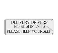 Sign For Door Acrylic Plastic Delivery Drivers Refreshments Please Help Yourself Wall Or Door Sign Self-Adhesive Sign For Office Restaurants Hotels Supermarket Supplies 10 By 3 Inch