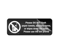 Sign For Door Acrylic Plastic Do Not Flush Sanitary Products Towels Or Wipes Down The Sign With Adhesive 10" X 3" Easy To Install And Highly Visible For Office And Business Highly Visible
