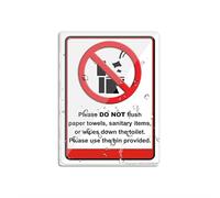Sign For Door Acrylic Plastic Do Not Flush Sanitary Products Towels Or Wipes Down The Toilet Wc Business Warning Sign For Office Restaurants Hotels Supermarket Supplies 6 By 8 Inch