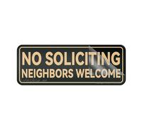 Sign For Door Acrylic Plastic Fancy No Soliciting Neighbors Welcome Sign With Adhesive 10" X 3" Easy To Install And Highly Visible For Office And Business Highly Visible
