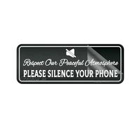 Sign For Door Acrylic Plastic Fancy Respect Our Peaceful Atmosphere Please Silence Your Phone Self-Adhesive Sign For Office Restaurants Hotels Supermarket Supplies 10 By 3 Inch