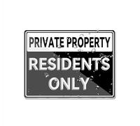 Sign For Door Acrylic Plastic Private Property Residents Only 6 X 8 Inch Self Adhesive Use For Office/Business Easy To Apply