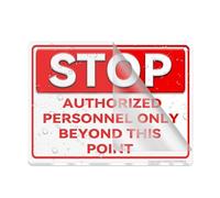Sign For Door Acrylic Plastic Stop Authorized Personnel Only Beyond This Point Red Letters Restriction Warning Notice Do Not Enter 6 X 8 Inch Self Adhesive Use For Office/Business Easy To Apply