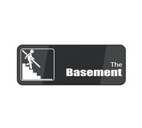 Sign For Door,Acrylic Plastic The Basement Sign 8x3 Inch With Symbols,Self-Adhesive,For Restaurant,Salons,Hotel,Motel,Rest Stops,Public Restrooms