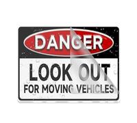 Sign For Door Acrylic Plastic Warning Signs Danger Look Out For Moving Sign 8" X 6" Fade Resistance Indoor/Outdoor Use