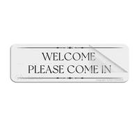 Sign For Door Acrylic Plastic Welcome Please Come In Wall Or Door Sign 10 X 3 Inch Self Adhesive Use For Office/Business Easy To Apply