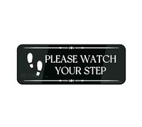 Sign For Door Metal Tin Plastic Please Watch Your Step Footprints Wall Or Door Sign Rounded Corners Durable Long Lasting With Double Sided Tape In The Back 4×16 Inch