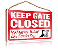 Sign For Front Door Keep Gate Closed No Matter What The Duck Say Wooden Sign Bathroom Wall Decor New Home Gifts For Home(15X28CM)
