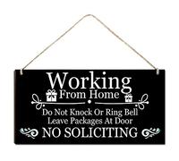 Sign for Front Door Outside Funny Porch Signs Outdoor Working From Home Do Not Knock Or Ring Bell Leave Packages At Door No Soliciting House Warming Gift Funny Wreaths Decorations Rustic(12 x 6) Inch