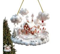 Sign for Front Door with Winter Scene - 27 cm tree, Christmas Village, Hanging Christmas Display | Creative Garden Art for celebrac