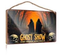 Sign Front Door Decor Ghost Show: Spook Spectacle in The Haunted Woods Teen Stuff No Solociting Signs(15X28CM)