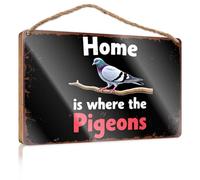 Sign Front Door Decor Home is Where The Pigeons Funny Home Sign Cool Stuff for Your Room(20X30CM)