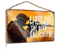 Sign Front Door Decor I Lose My Patience, The Devil Sheriffs Funny Home Sign Cool Stuff for Your Room(15X28CM)