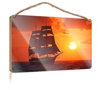 Sign Front Door Decor Sailboat Sailing On The Ocean At Sunset Funny Home Sign Cool Stuff for Your Room(23X35CM)