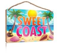 Sign Front Door Decor Sweet Coast Beach Scene Teen Stuff No Solociting Signs(23X35CM)