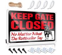 Sign Hanging Outdoor Bar Square Cover Keep Gate Closed No Matter What The Rottweiler Say - Easy To Hang Art(20X30CM)