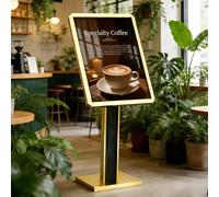 Sign Holder Stand with Aluminum Frame, Adjustable Floor Poster Display, Perfect for Menu, Welcome Banners, Business Signage, Black 50 x 70 cm