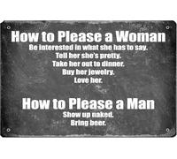 Sign - How To Please A Woman Fun Tin Sign Vintage Accessories For Home Man Cave Office Outdoor S