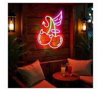 Sign Lamp Angel And Devil Cherry Neon Lights Adjustable Brightness Suitable For Studio Shop Wall Decor 20cmx48cm(A)