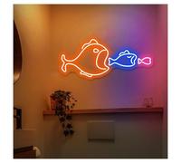 Sign Lamp Big and Small Fish Neon Light Suitable for Pub Bedroom Home Wall Decor with Dimmable 25cmx56cm(D)