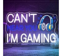 Sign Lamp Can't Hear You I'm Gaming Neon Sign Headphones LED Light Dimmable USB Powered for Bedroom Game Room Man Cave Wall Decor 42cmx21cm