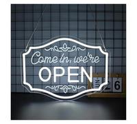 Sign Lamp Come in, We're Open Neon Sign LED Light 3D Engrave for Business Restaurant Club Bars Coffee Shop Wall Decor USB with Dimmable 42cmx30.5cm