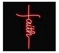 Sign Lamp Faith Neon Sign Cross Jesus Home Decoration Wall Art Decor Weddings 50cm