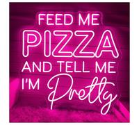 Sign Lamp Feed Me Pizza And Tell I'm Pretty Neon Sign For Restaurant Home Kitchen Wall Decor 50cmx50cm(E)