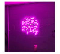 Sign Lamp Feed Me Pizza And Tell I'm Pretty Neon Sign For Restaurant Home Kitchen Wall Decor 50cmx50cm(B)