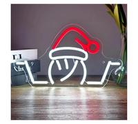 Sign Lamp Humorous Xmas Neon Sign Shrugging Santa Hat LED Light for Bedroom Wall Home Bar Pub Man Cave Business Decor 34.5x20cm