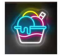Sign Lamp Ice Cream Neon Signs Light For Shop Bar Cafe Wall Decor 35cmx35cm(A)