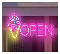Sign Lamp Neon Open Ice Cream Open Sign USB Powered for Business Shop Coffee Store Party Decoration Lamps 40cm(C)