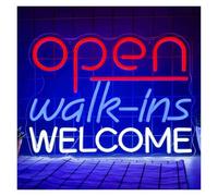 Sign Lamp Open Walk Ins Welcome Neon Sign Light for Business Bar Pub Restaurant Store Decor Atmosphere Lamp 39cmх28.7cm