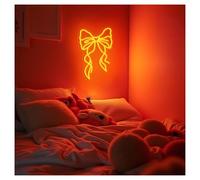 Sign Lamp Pink Bow Tie Neon Sign Lights Suitable For Flower Shop Studio Bedroom Wall Personalized Decoration 28cmx43cm(D)