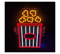 Sign Lamp Popcorn Neon Sign, Movie Time Suitable For Room Cinema Wall Decor Bucket 40cm(A)