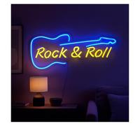 Sign Lamp Rock & Roll Neon Sign, Suitable for Music Room, Studio Wall Decor with Dimmable 55cm(D)