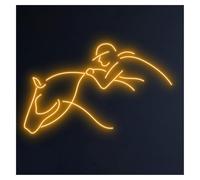 Sign Lamp Show Jumping Horse Neon Sign Man Riding Equestrianism Sport Jockey Rodeo Room Wall Decor Storefront Window Display Business Entrance 50cm(Yellow)