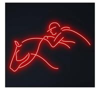 Sign Lamp Show Jumping Horse Neon Sign Man Riding Equestrianism Sport Jockey Rodeo Room Wall Decor Storefront Window Display Business Entrance 50cm(Red)