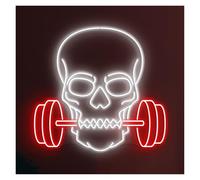 Sign Lamp Skull Dumbbell Neon Sign, Suitable For Skeleton Head Wall Decor With Brightness Adjustable 50cm