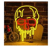 Sign Lamp Skull Neon Sign with Dimmable Switch Melting Skull Light Dimmable for Horror Man Cave Bar Club Wall Decor 30cmx43cm