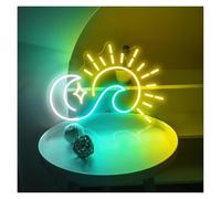 Sign Lamp Sun Moon and Wave Neon Lights Adjustable Brightness Suitable for Studio Bedroom Wall Decor 32cmx43cm