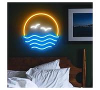 Sign Lamp Sunrise Over Ocean Wave Neon Lights With Adjustable Brightness Suitable For Home Wall Decor 38cmx38cm