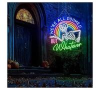 Sign Lamp We're All Doomed But Whatever Neon Sign,Suitable For Wall Rainbow Decor 60cmx65cm(C)