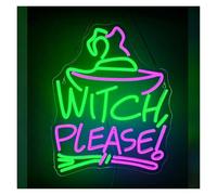 Sign Lamp Witch Please Neon Sign USB Powered Witch Magic Hat Dimmable Sign For Party Bistro Decor 35cmx41.5cm