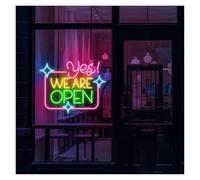 Sign Lamp Yes We Are Open Neon Sign Storefront Window Display Wall Hanging Shop Cafes Salons Restaurants Business Entrance Decors 50cm(C)